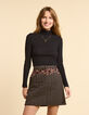 I.Code black short skirt with Boho Indian mix print-1