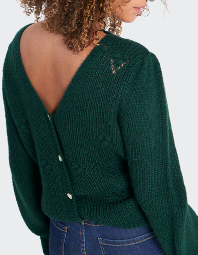 Cardigan vert impérial tricot à points fantaisie I.Code  - I.CODE