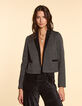 I.Code black semi-plain knit short jacket-2