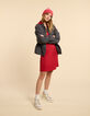 I.Code red hooded dress with placed stripes-6