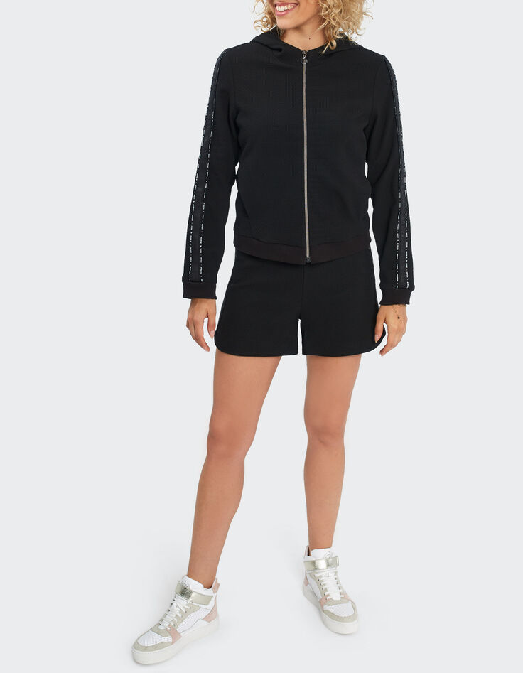 Blouson noir maille nid d'abeille avec bandes typo I.Code-7