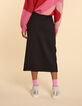 I.Code black ribbed long wrap skirt-3