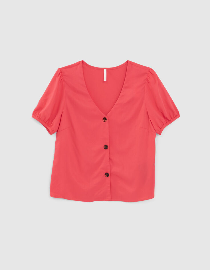 I.Code coral buttoned flowing top-5