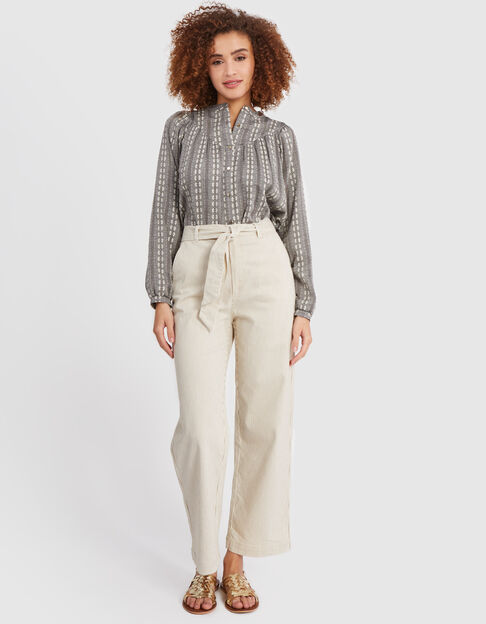 Pantalon large beige à fines rayures I.Code - I.CODE