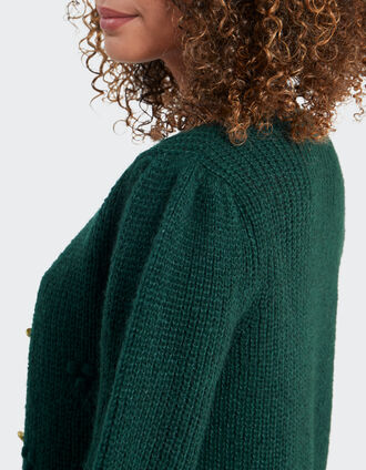 I.Code imperial green knit cardigan with decorative stitch