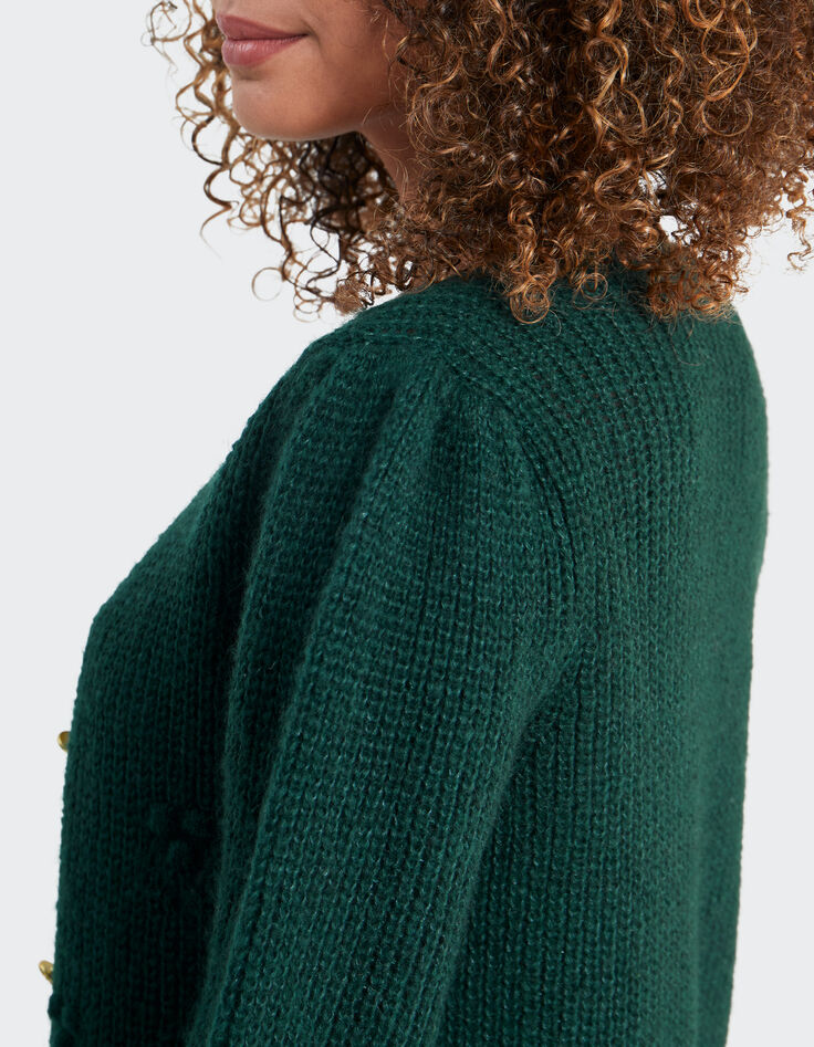 Cardigan vert impérial tricot à points fantaisie I.Code -2