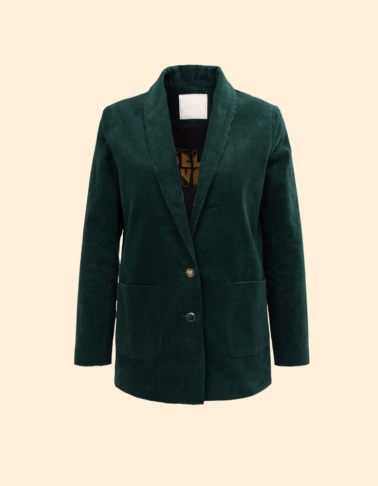 Nachtgrüner Blazer aus geripptem Velours I.Code-6