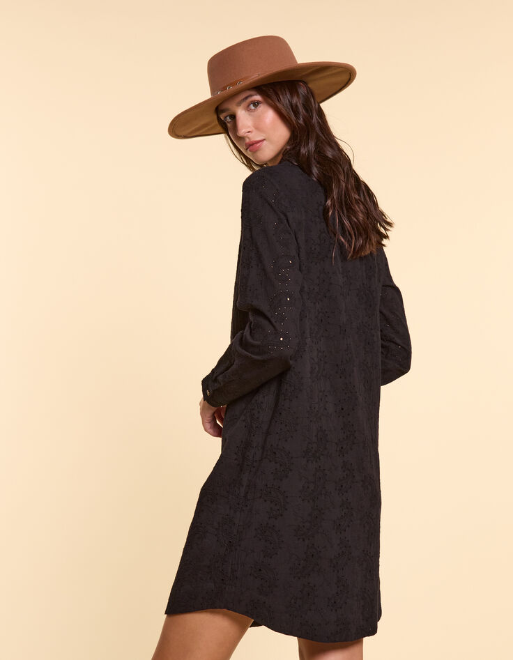 I.Code black eyelet embroidery shirt dress-2