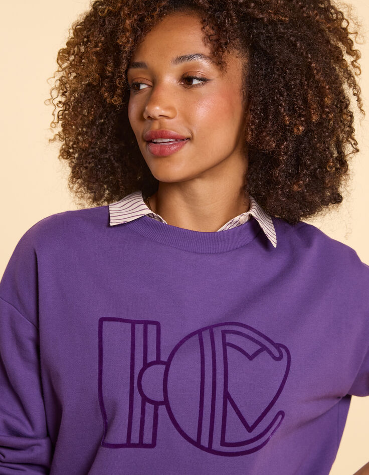 I.Code Dark purple maxi sweatshirt monogrammed-4