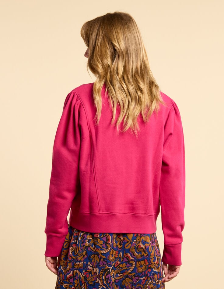 Magentarotes Sweatshirt mit Blumenstickerei I.Code-3