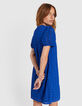 Electric Blue Kleid mit englischer Stickerei I.Code -3