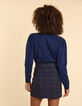 I.Code navy check wrap skirt-3