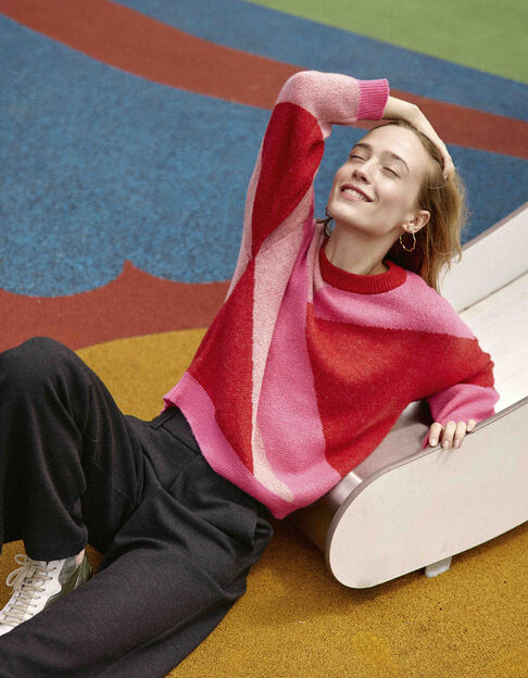 I.Code x LaFrançaise magenta cable knit sweater - I.CODE