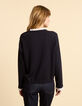 I.Code navy fine knit sweater with lace collar-3