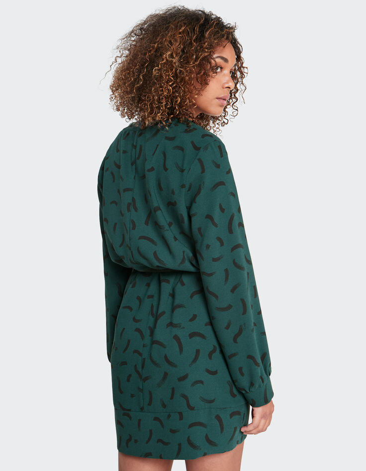 I.Code imperial green dress with wave print-2