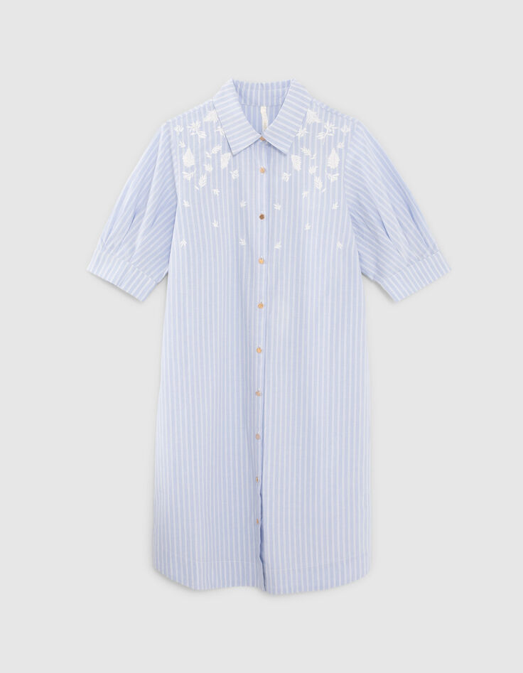 I.Code sky blue striped shirt dress, embroidered dickey-6