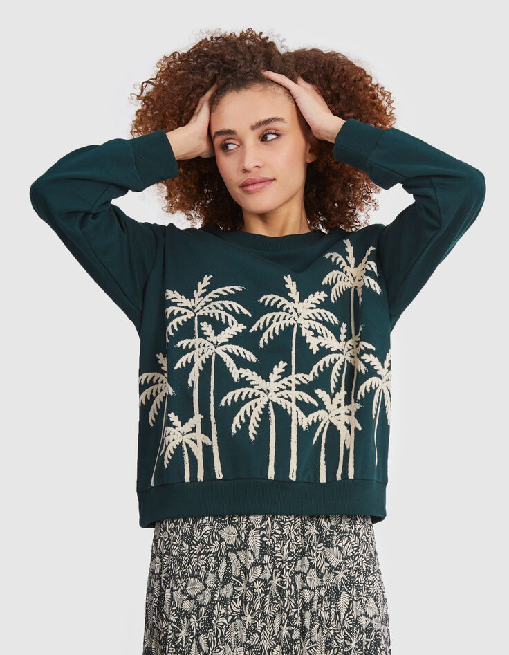 I.Code imperial green flocked palm tree sweatshirt-3