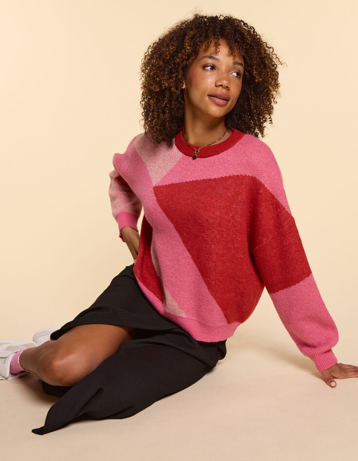 I.Code x LaFrançaise magenta cable knit sweater-2