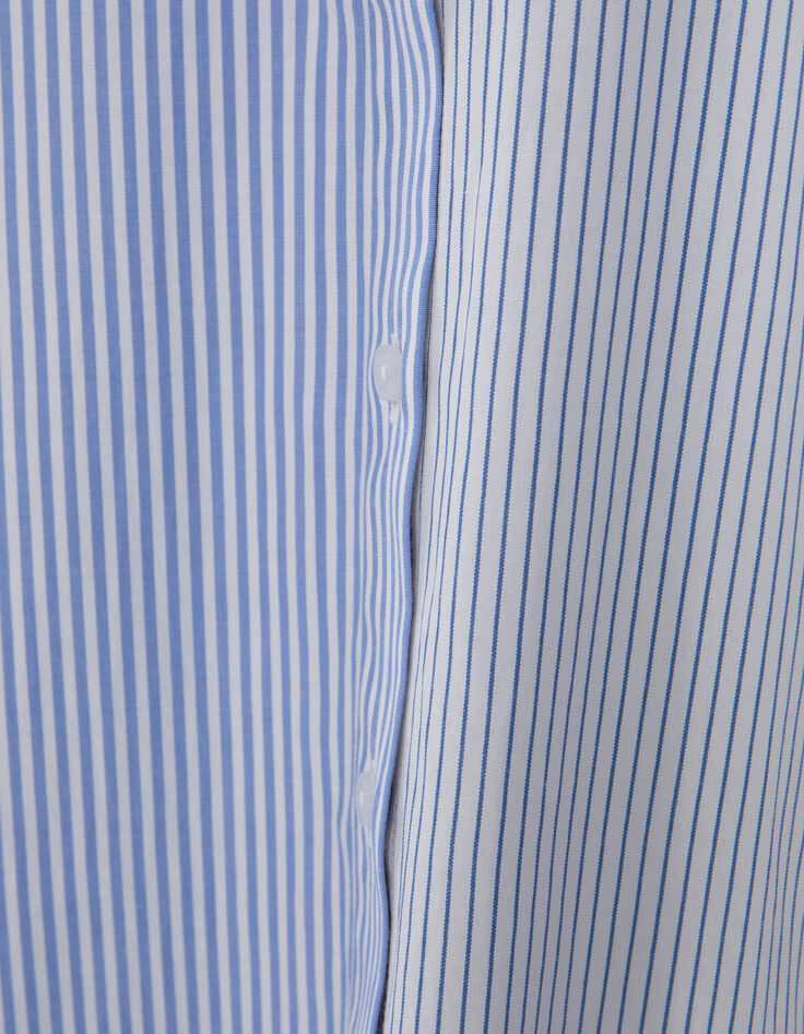 Weiße Bluse mit himmelblauen Streifen I.Code-7