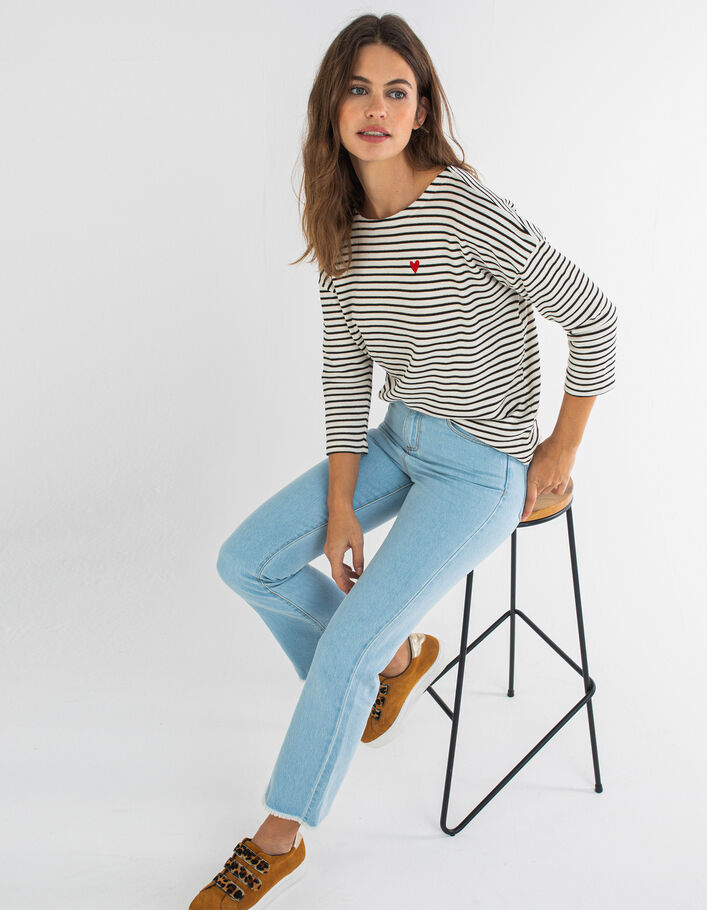 Cropped flare jeans in blue denim and responsible cotton Trousers