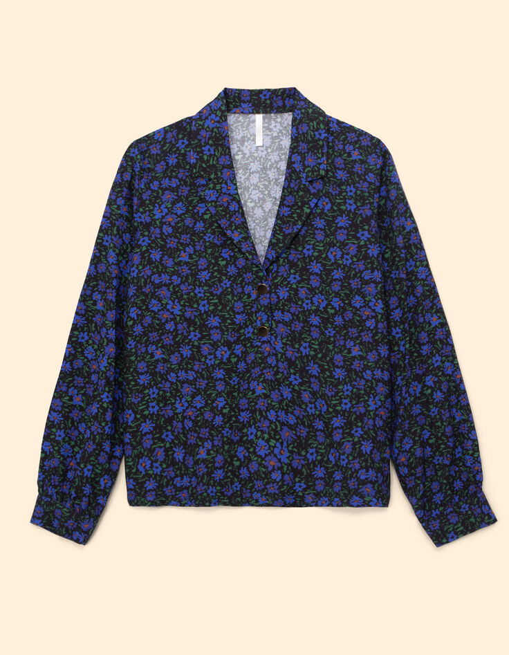 Zwarte top winterbloemenprint I.Code-4