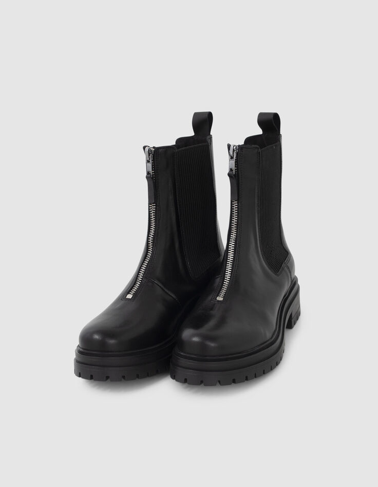 Zwarte Chelsea boots met rits en profielzool I.Code-4