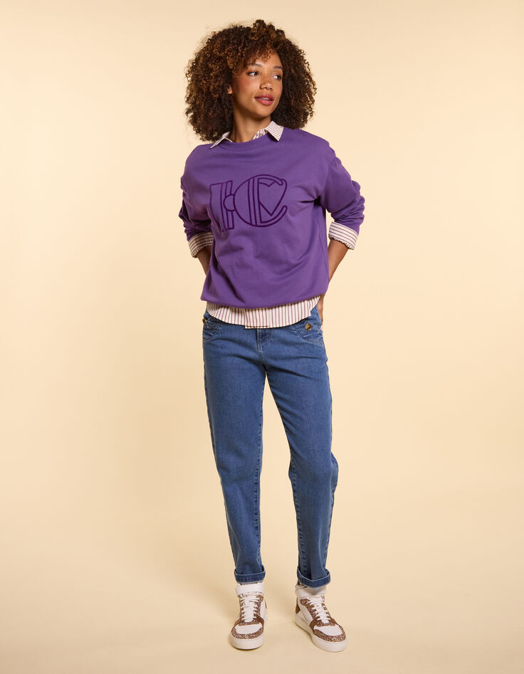 Dunkellila Maxi-Sweatshirt mit Monogramm  I.Code-5