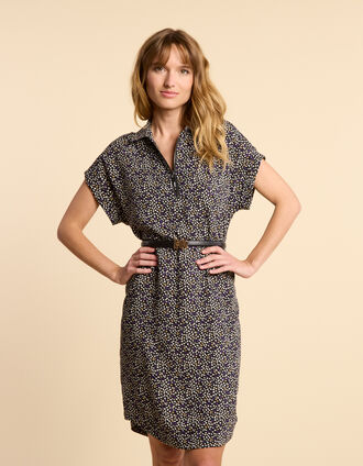 Robe noire imprimé micro léo-floral I.Code