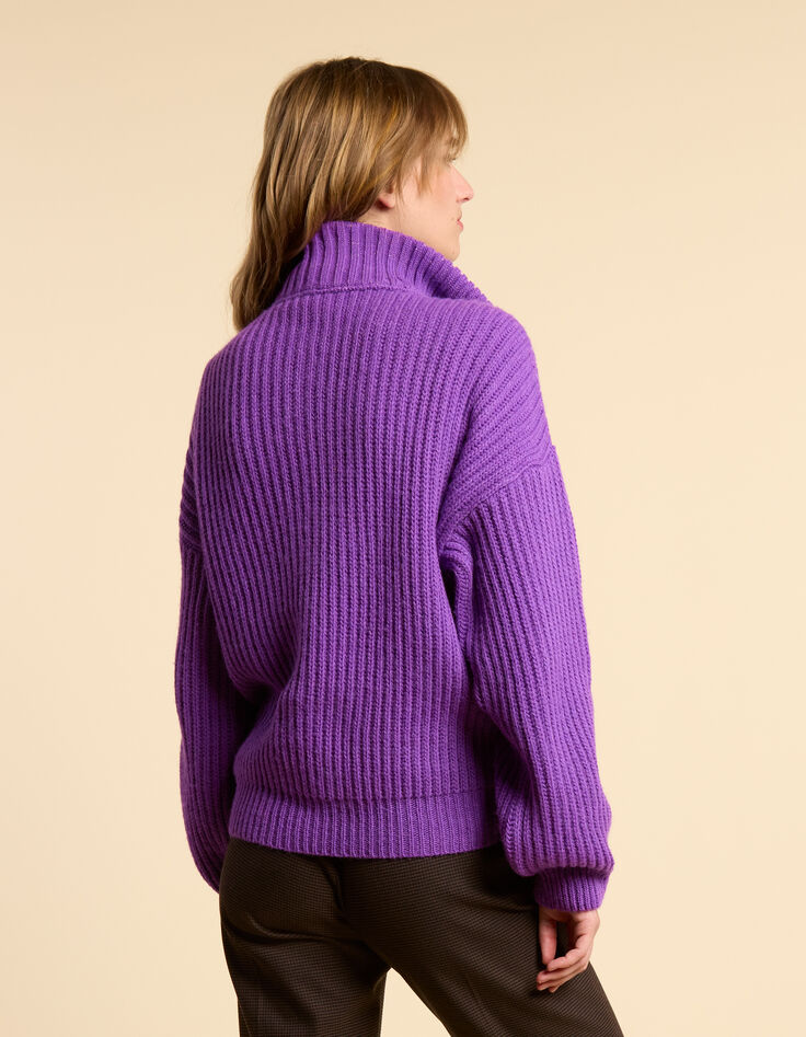 I.Code dark purple knit zip neck sweater-2