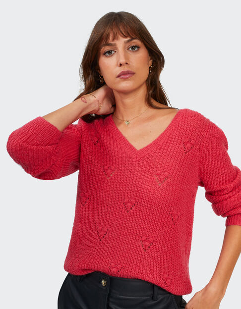 Pull flash pink en tricot avec points fantaisie I.Code