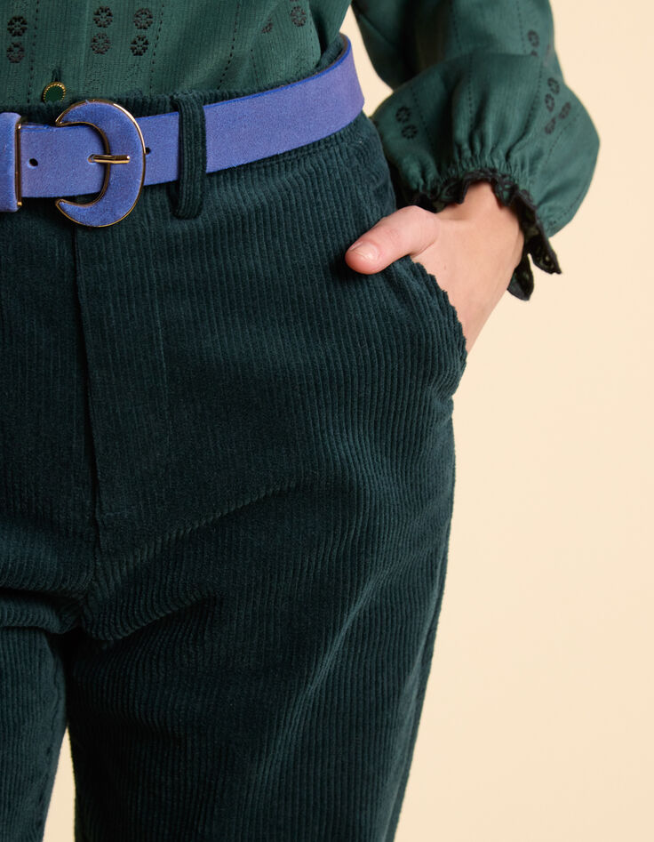 I.Code night green corduroy suit trousers-3