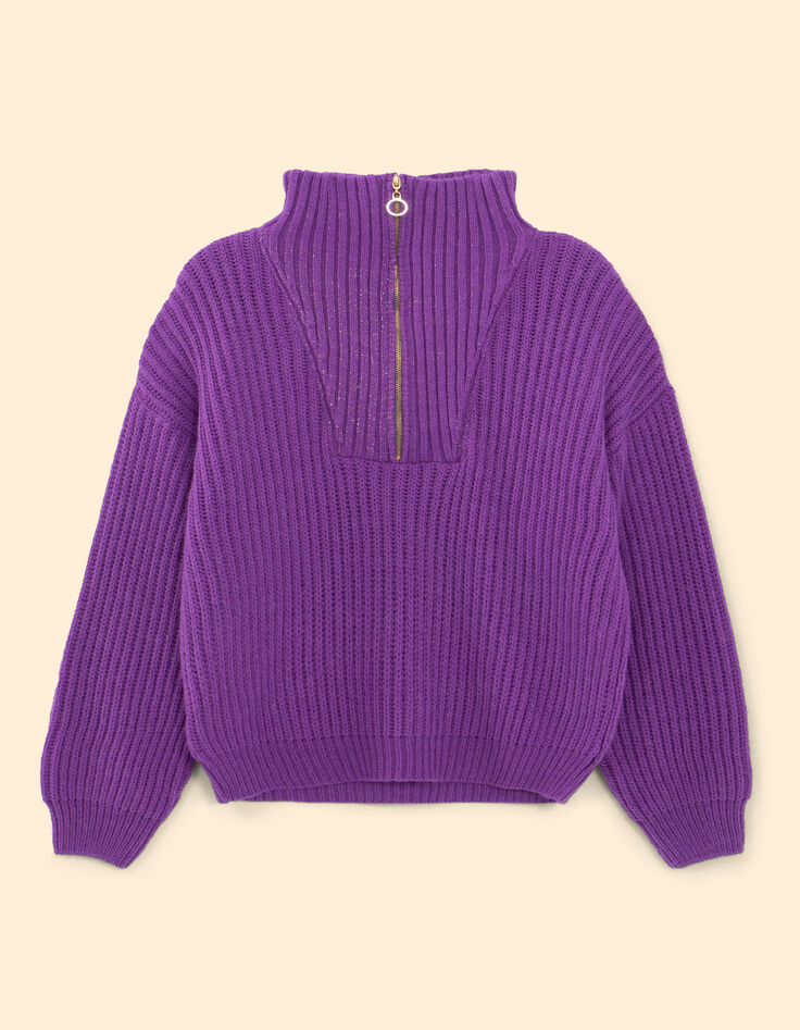 I.Code dark purple knit zip neck sweater-8