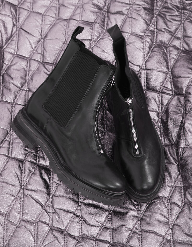 Zwarte Chelsea boots met rits en profielzool I.Code-6