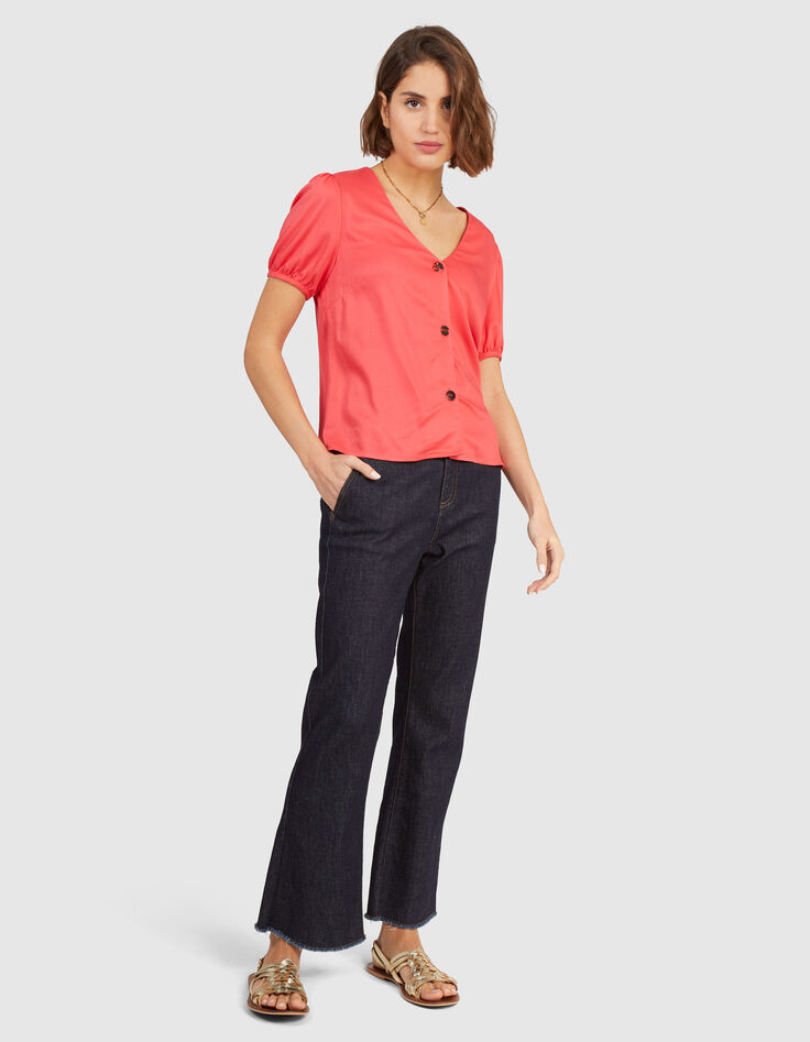 I.Code coral buttoned flowing top-4