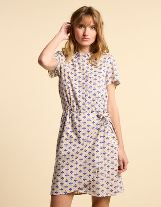 I.Code off-white dress with blue petal print