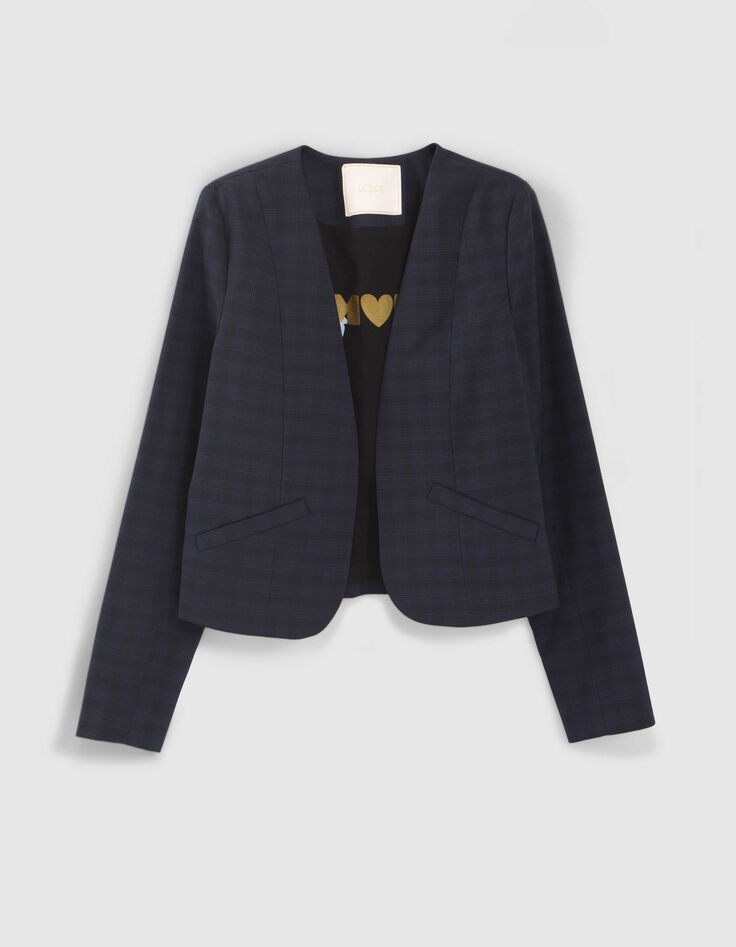 I.Code navy check suit jacket-5