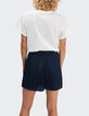 Shorts azul marino irisado plisados I.Code-2