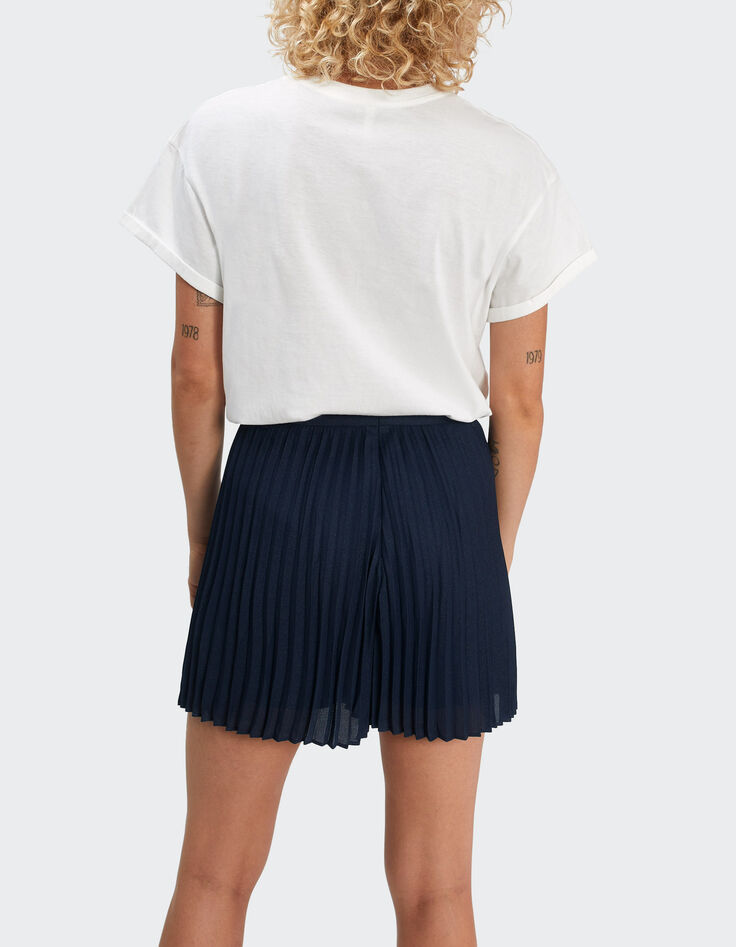 I.Code iridescent navy pleated shorts-2