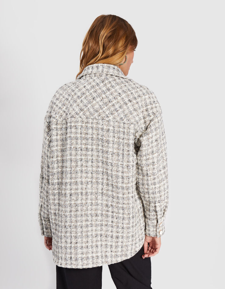 I.Code beige tweed-style overshirt-4