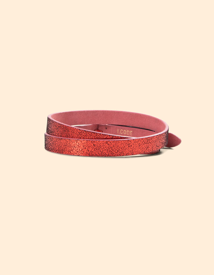 Ceinture réversible bubble gum et rouge métallisé I.Code-5