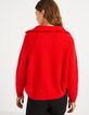 I.Code candy red knit sweater with silver zip neck-3