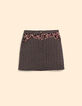 I.Code black short skirt with Boho Indian mix print-6